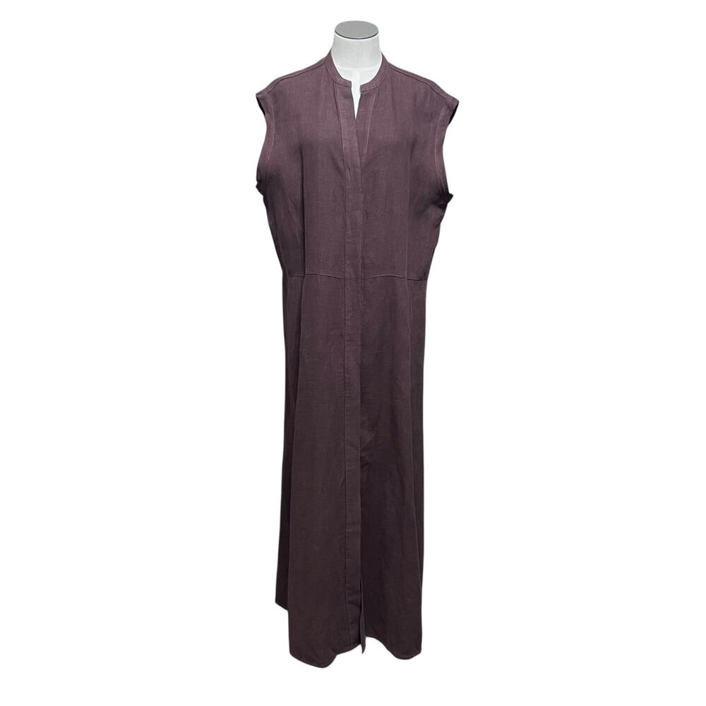 Enough About Me Womens Brown Lagenlook Linen Button Up Shirt Dress Plus Sz 16